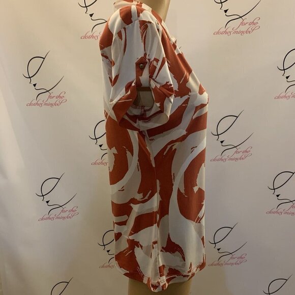 New York & Company Stretch. Sz M. Jersey. Short Tab Sleeves. 1/2 Placket. B81. - Picture 3 of 7